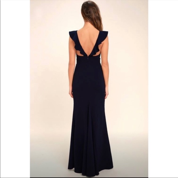 Lulus Navy Blue Long Formal Dress Small Low back - Picture 2 of 9